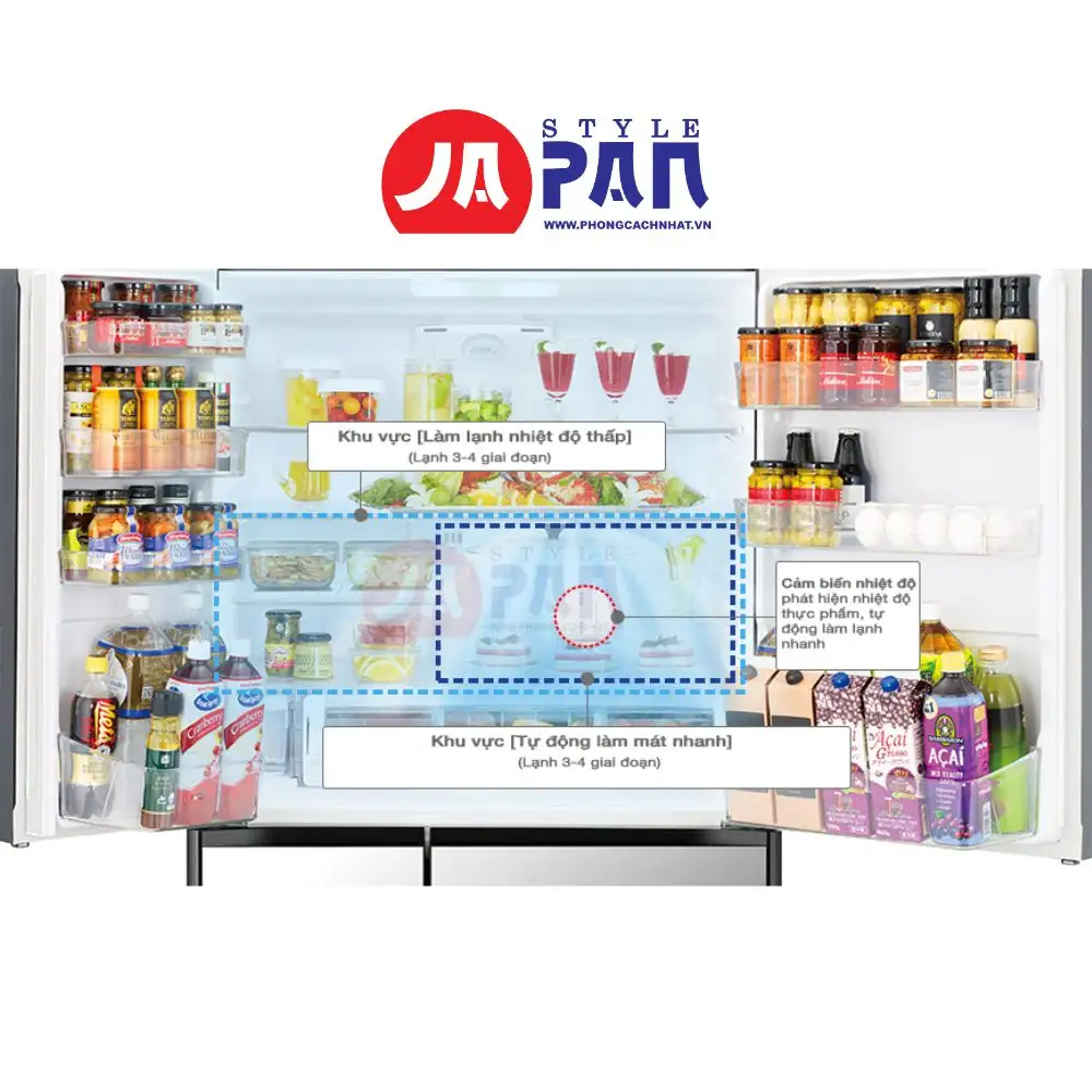 Tủ lạnh Hitachi R-HW62S-N-Vàng Champagne 6 tủ lạnh Hitachi R-HW62S-N-Vàng Champagne