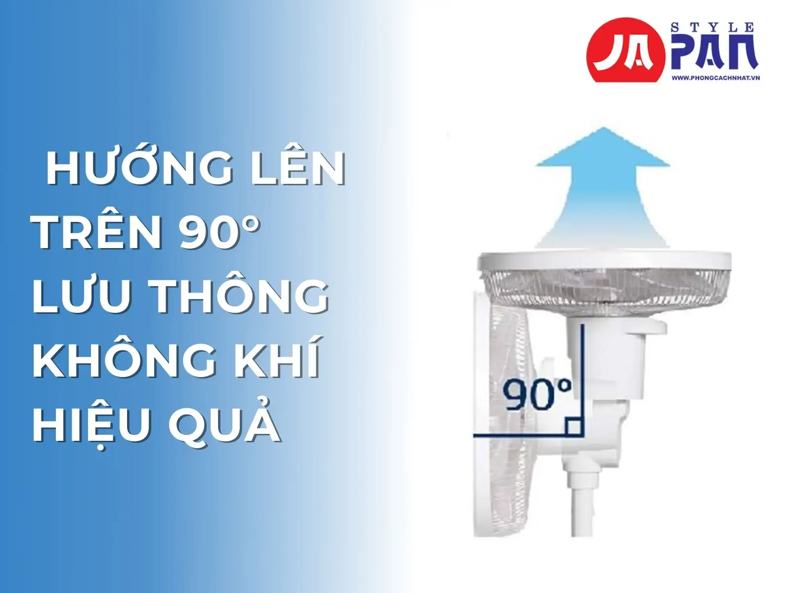 Hướng lên trên 90° lưu thông không khí hiệu quả