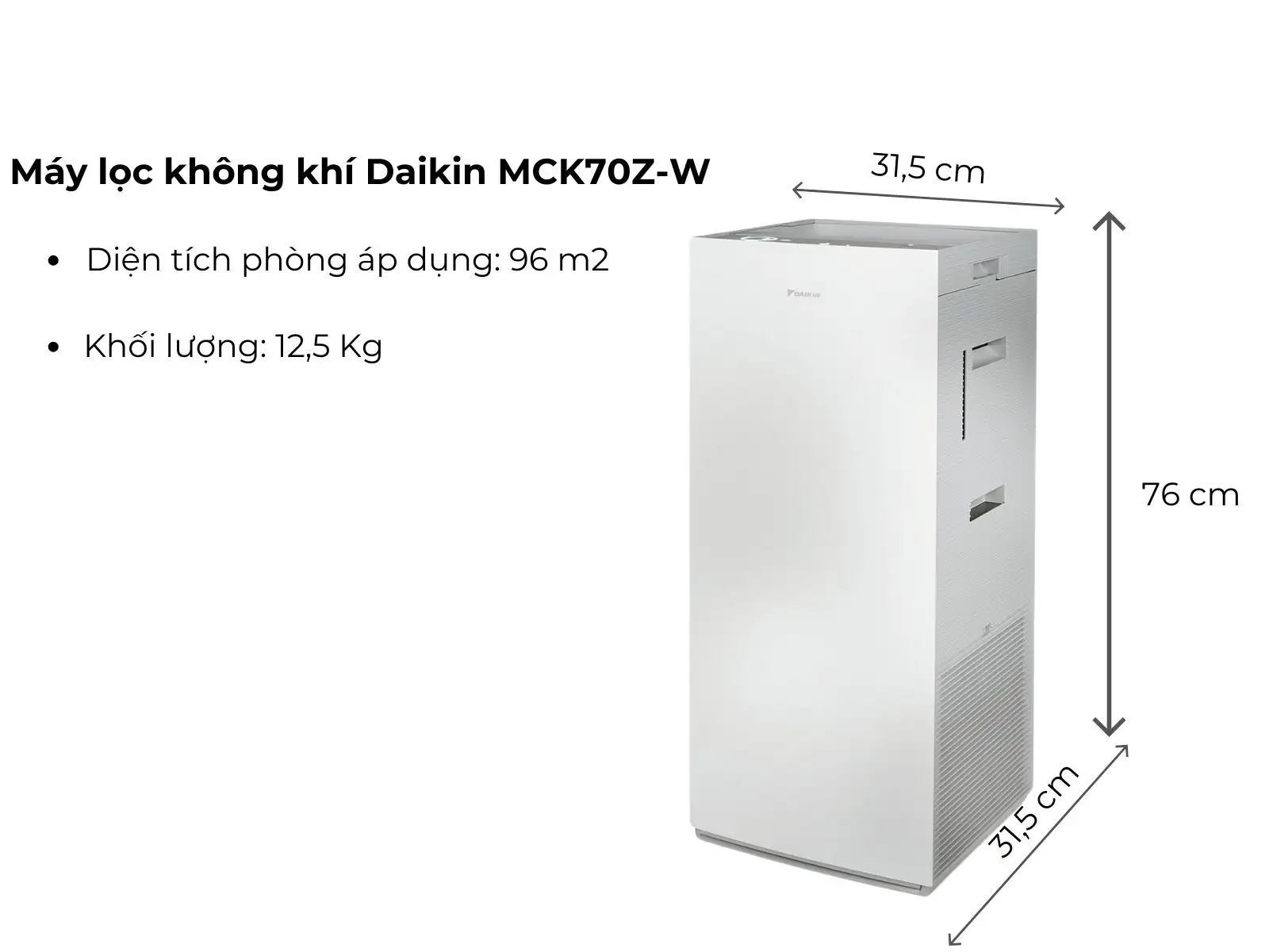 Thông số lọc không khí Daikin MCK70Z-W