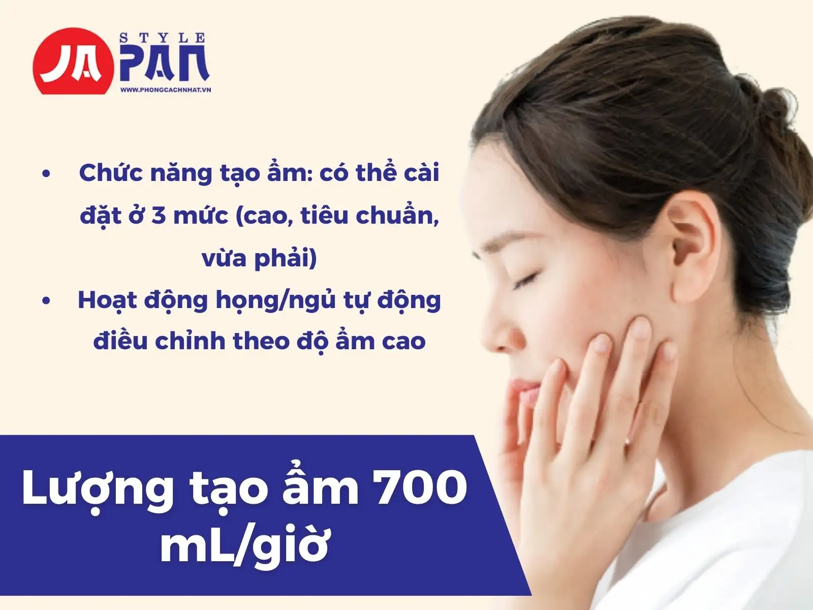 Lượng tạo ẩm 700 mL/giờ 