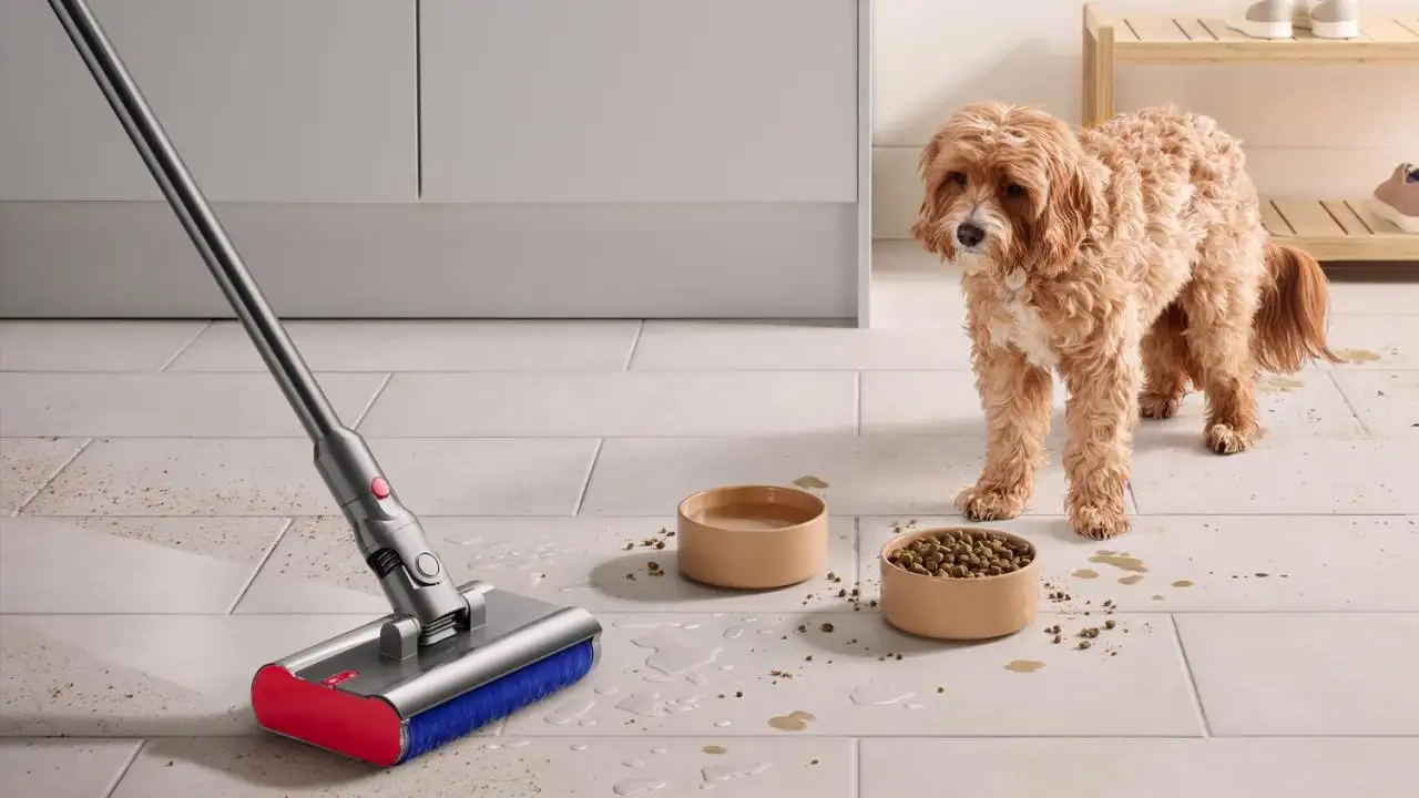 Dọn sạch bụi bẩn, thức ăn của thú cưng