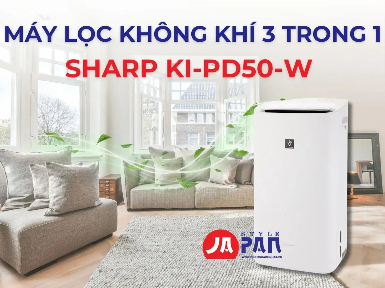 Máy lọc không khí 3 trong 1 Sharp Ki-PD50-W | Hàng chính hãng nội địa Nhật