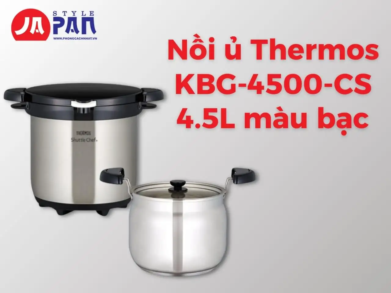 Nồi ủ Thermos KBG-4500-CS 4.5L màu bạc | Sản phẩm cao cấp Nội địa Nhật