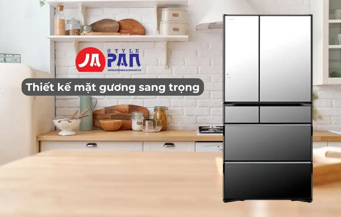 Tủ Lạnh Hitachi R-WXC74V thiết kế mặt gương sang trọng
