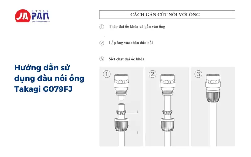 Hướng dẫn sử dụng đầu nối ống Takagi G079FJ