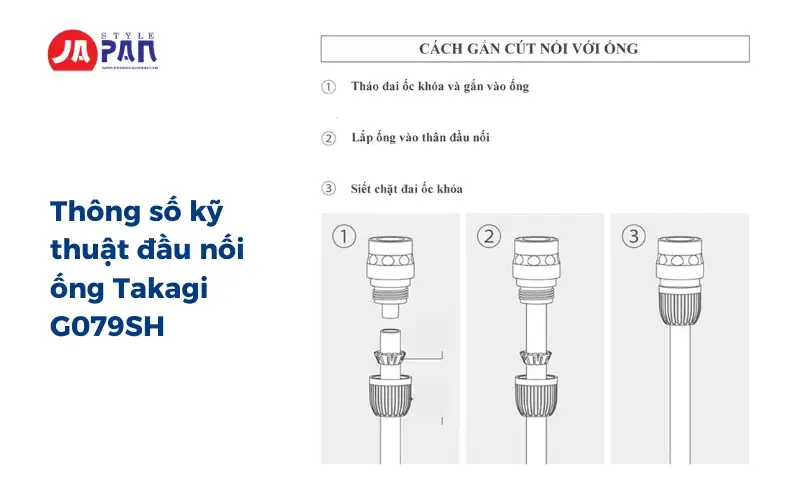 Hướng dẫn sử dụng đầu nối ống Takagi G079SH