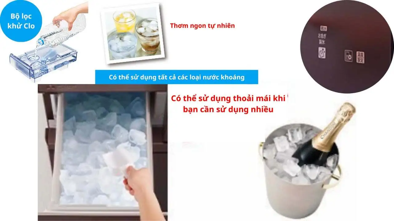 Tủ lạnh Mitsubishi MR-WXD70K | Cấp đông mềm | Nội địa Nhật 7 Ngăn làm đá thông minh trên Tủ lạnh Mitsubishi MR-WXD70K-XT